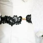 Bogo -bridal Wide Black Lace Sash